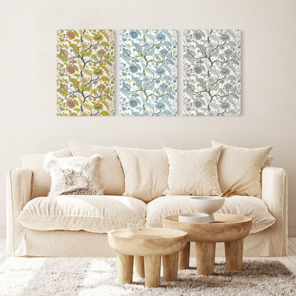 Simple Flower Pattern,Triple Frameless Canvas Painting.