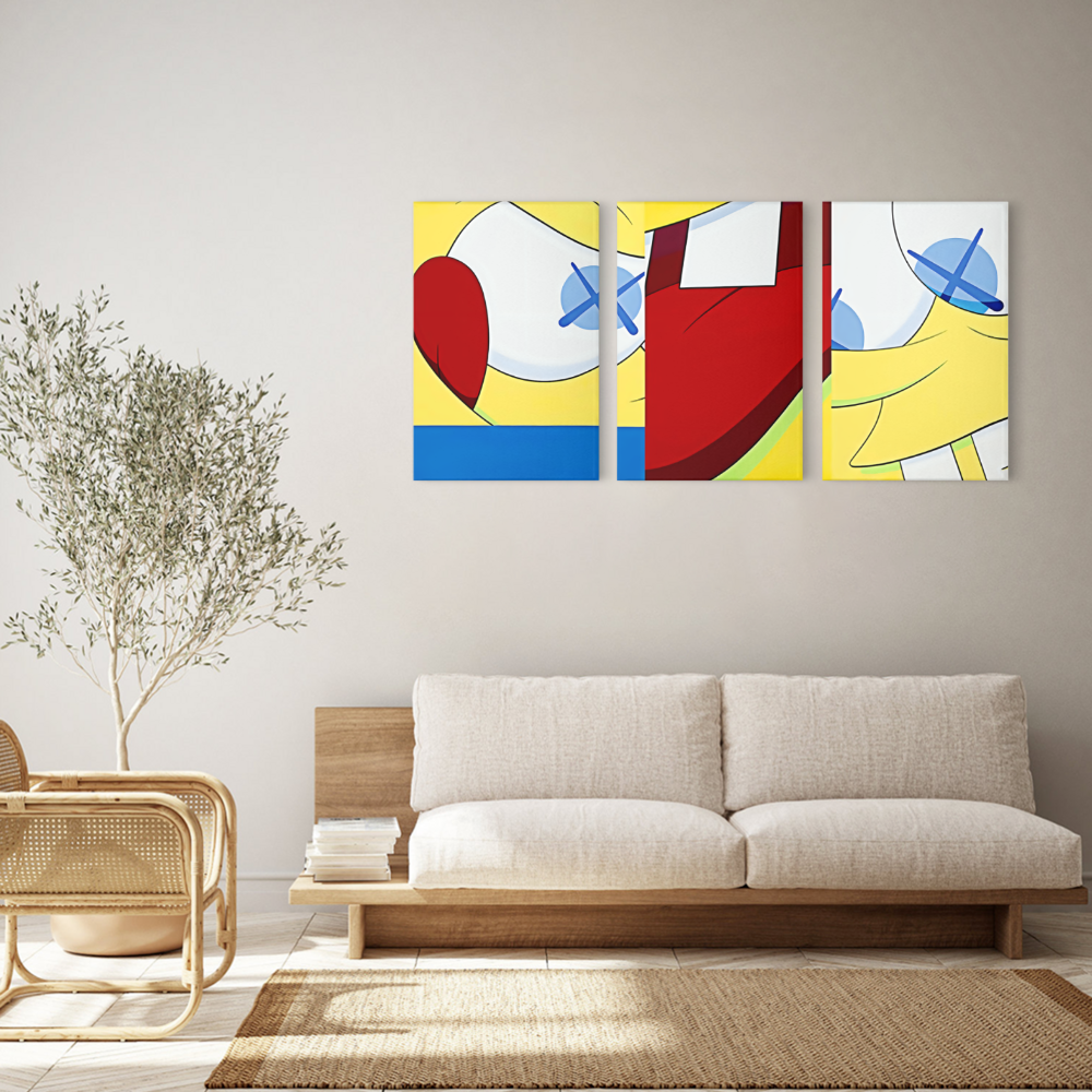 Chaotic Creative Pattern Design,Triple Frameless Canvas Painting