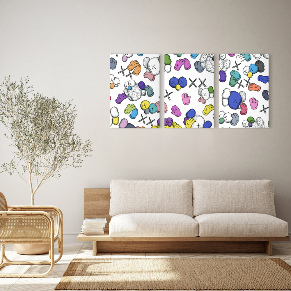 Cute Creative Pattern Design,Triple Frameless Canvas Painting.