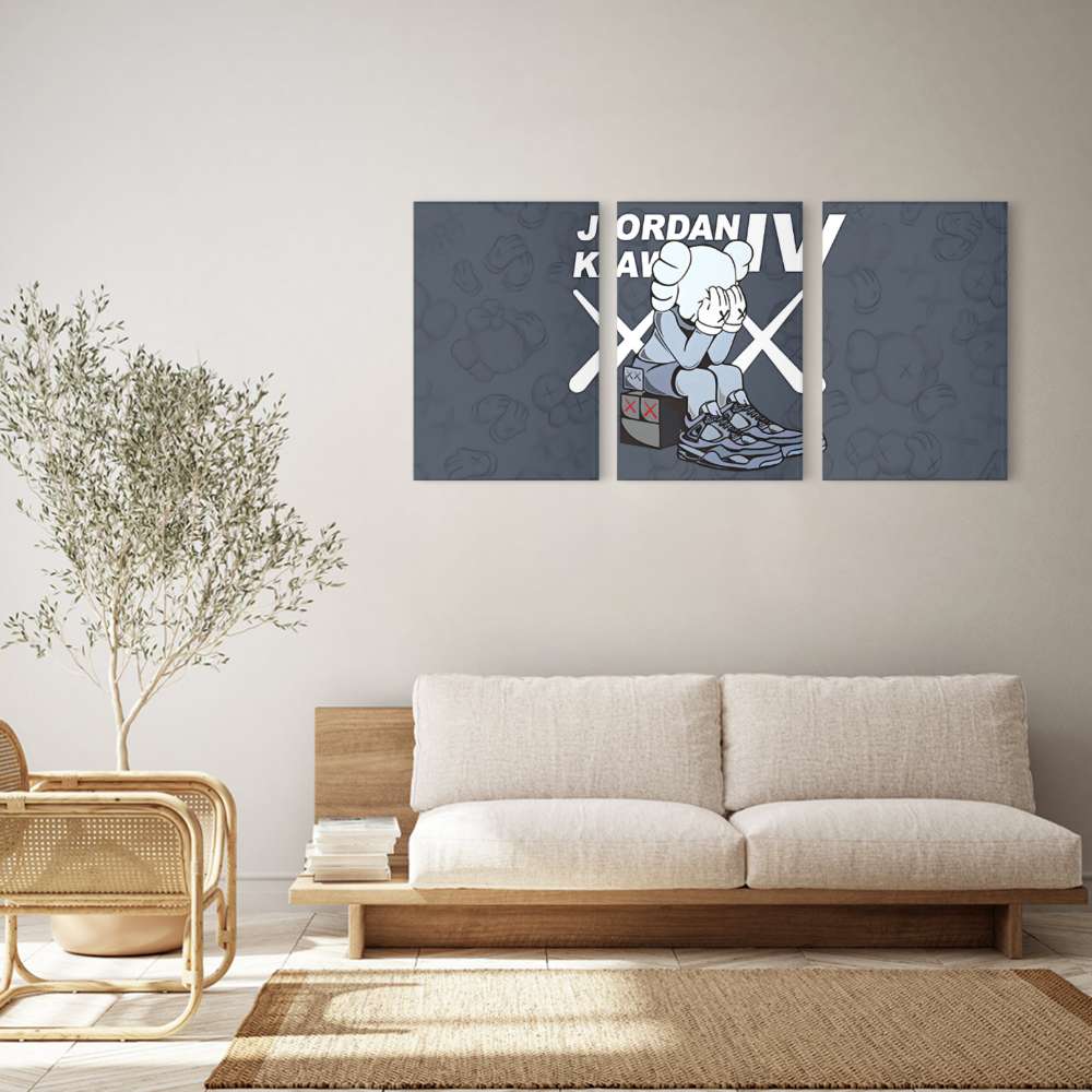 Bear Covering Face Funny Creative,Triple Frameless Canvas Painting