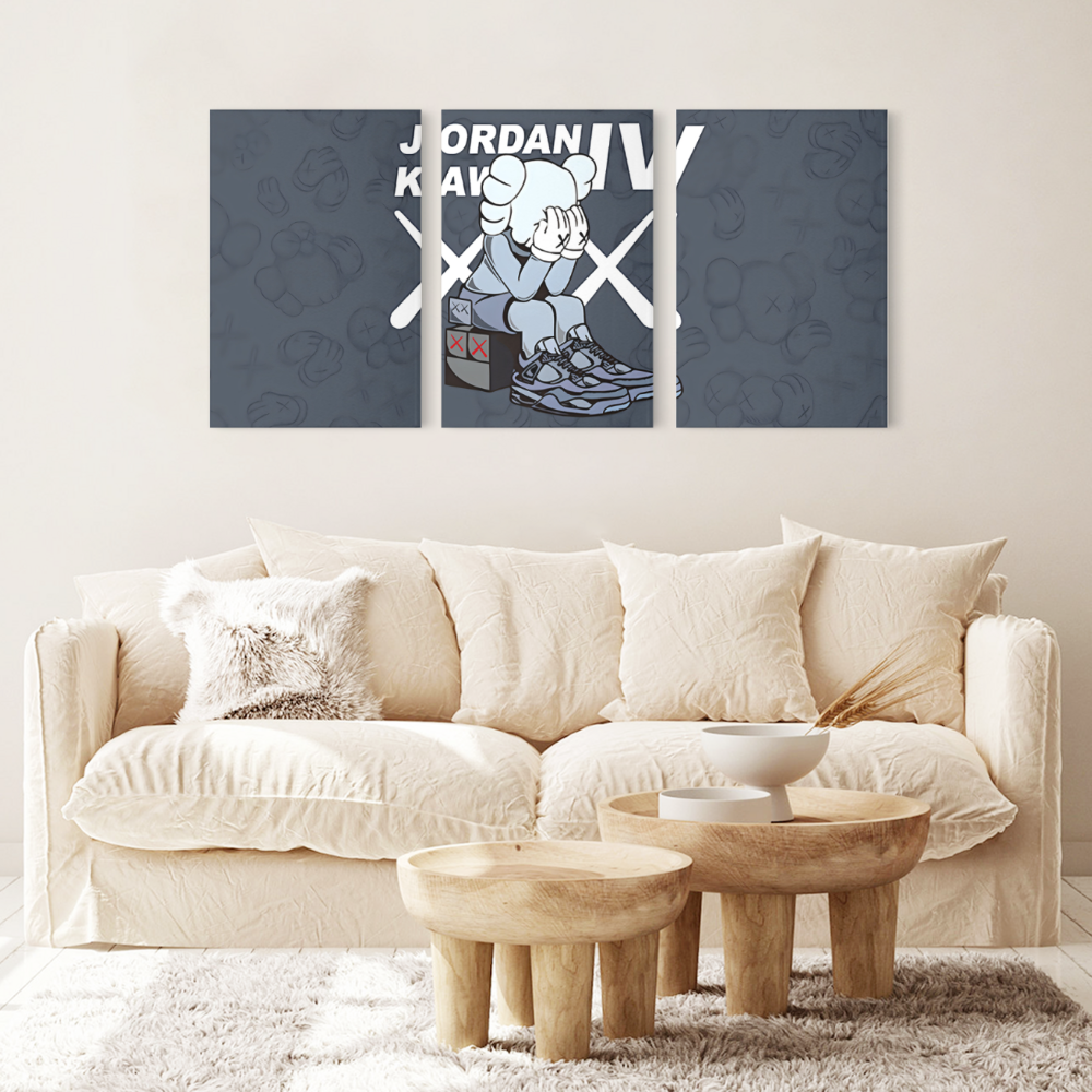 Bear Covering Face Funny Creative,Triple Frameless Canvas Painting