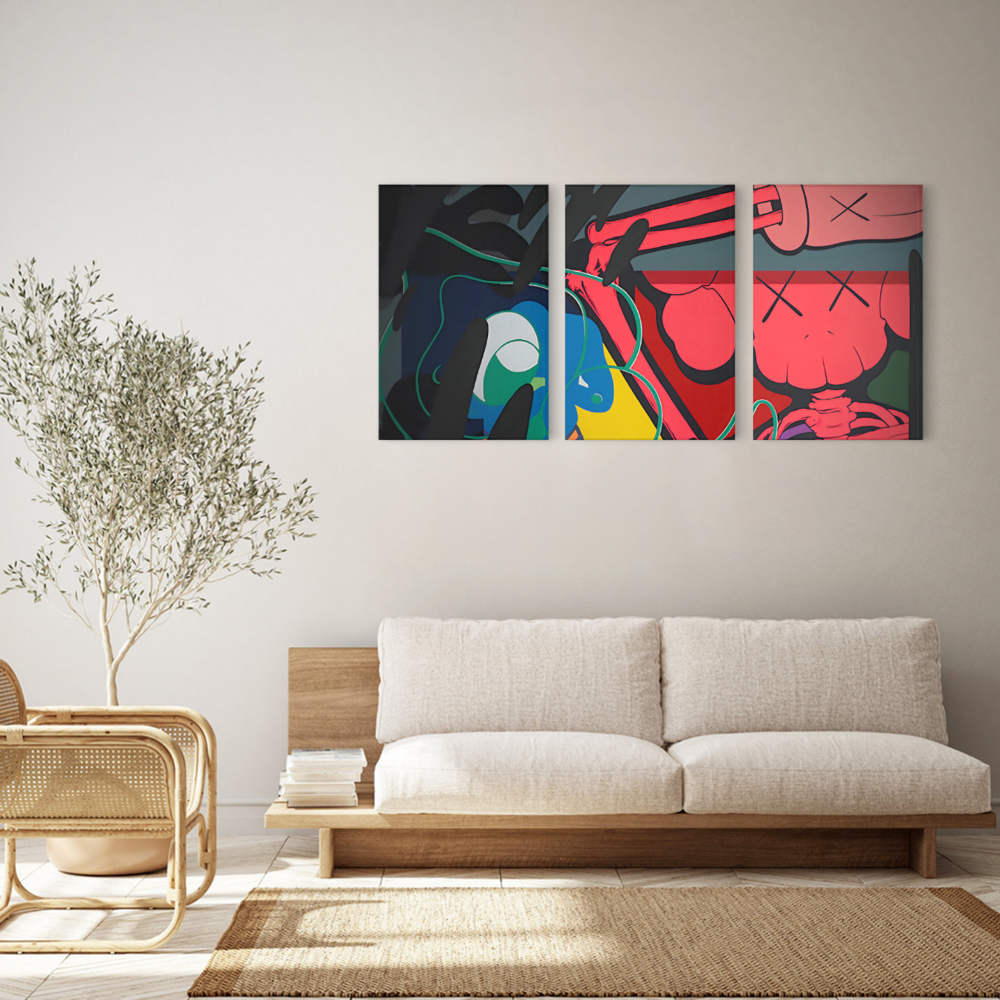 Colorful Bear Funny Creative,Triple Frameless Canvas Painting