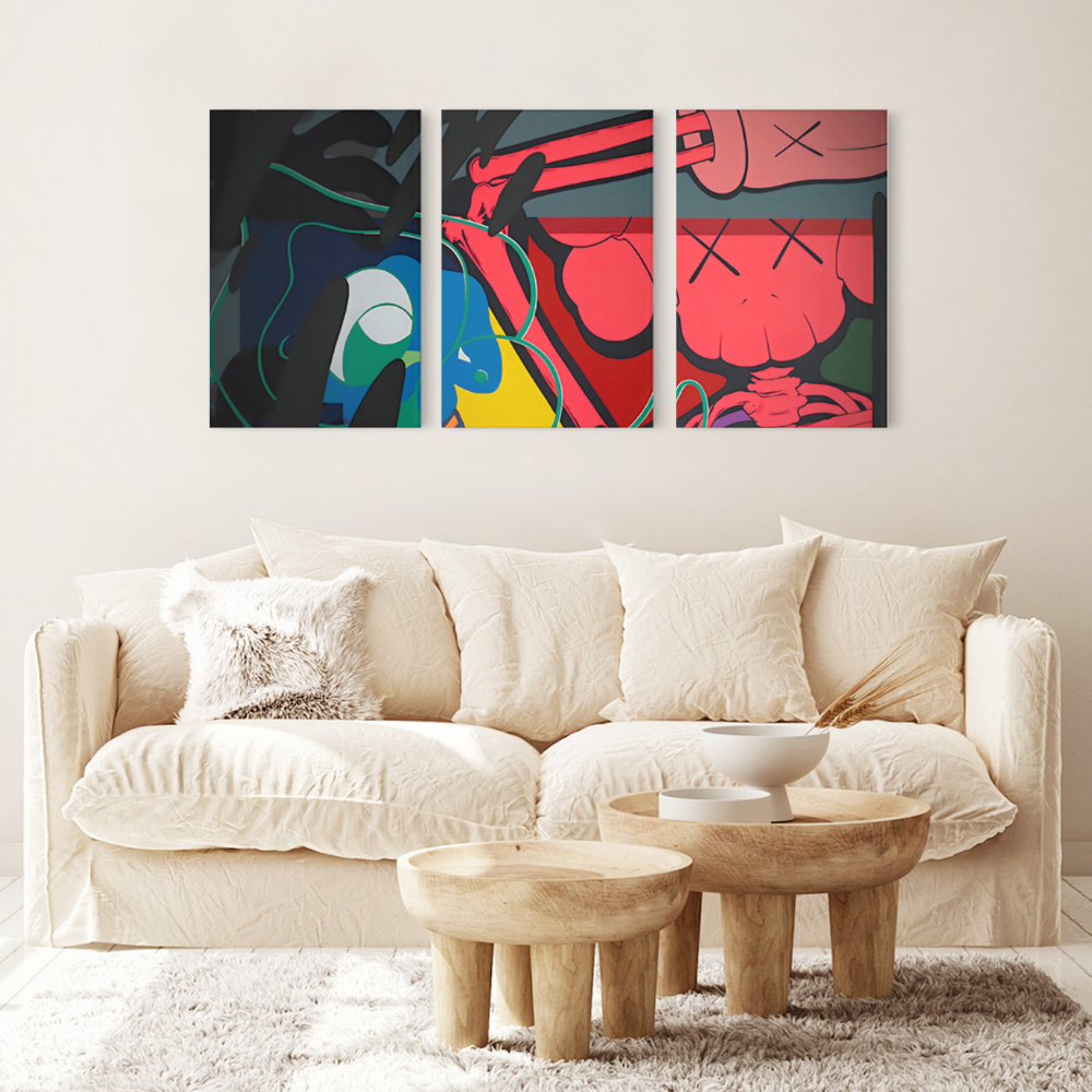 Colorful Bear Funny Creative,Triple Frameless Canvas Painting