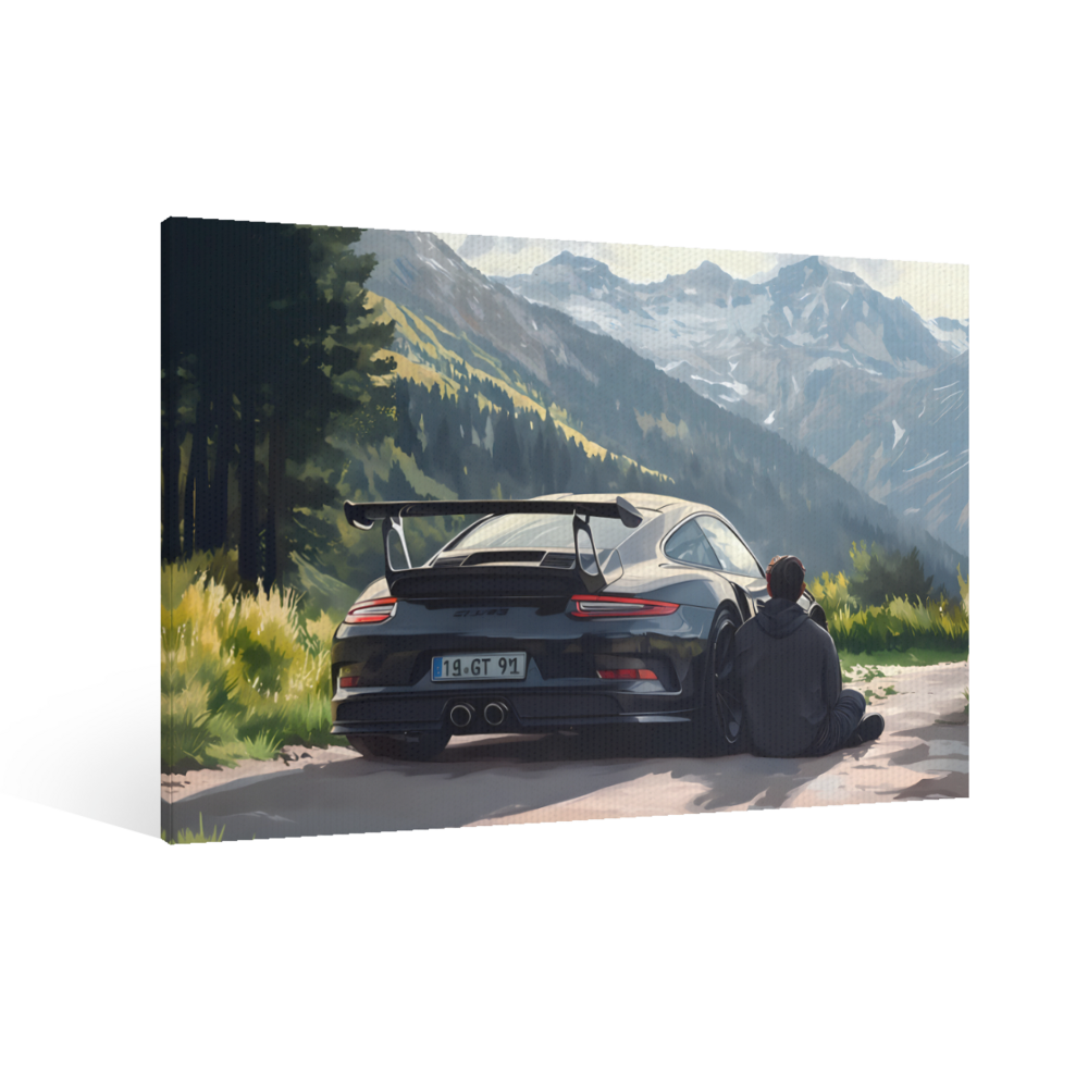 Car Figure Back Creative Pattern,Single  Frameless Canvas Painting.