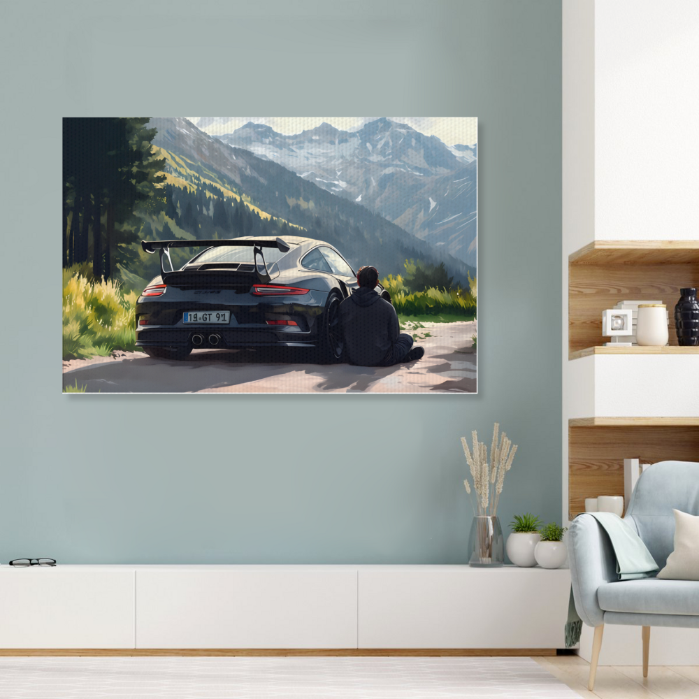 Car Figure Back Creative Pattern,Single  Frameless Canvas Painting.