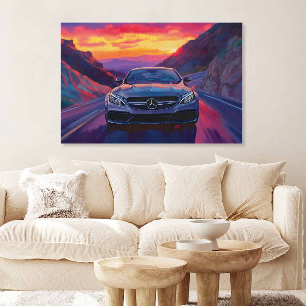 Mercedes Car  Creative Pattern,Single  Frameless Canvas Painting.