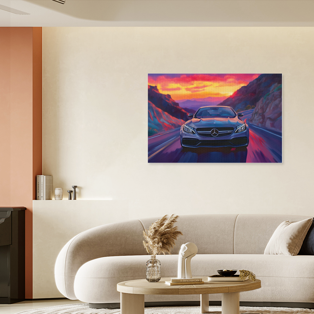Mercedes Car  Creative Pattern,Single  Frameless Canvas Painting.