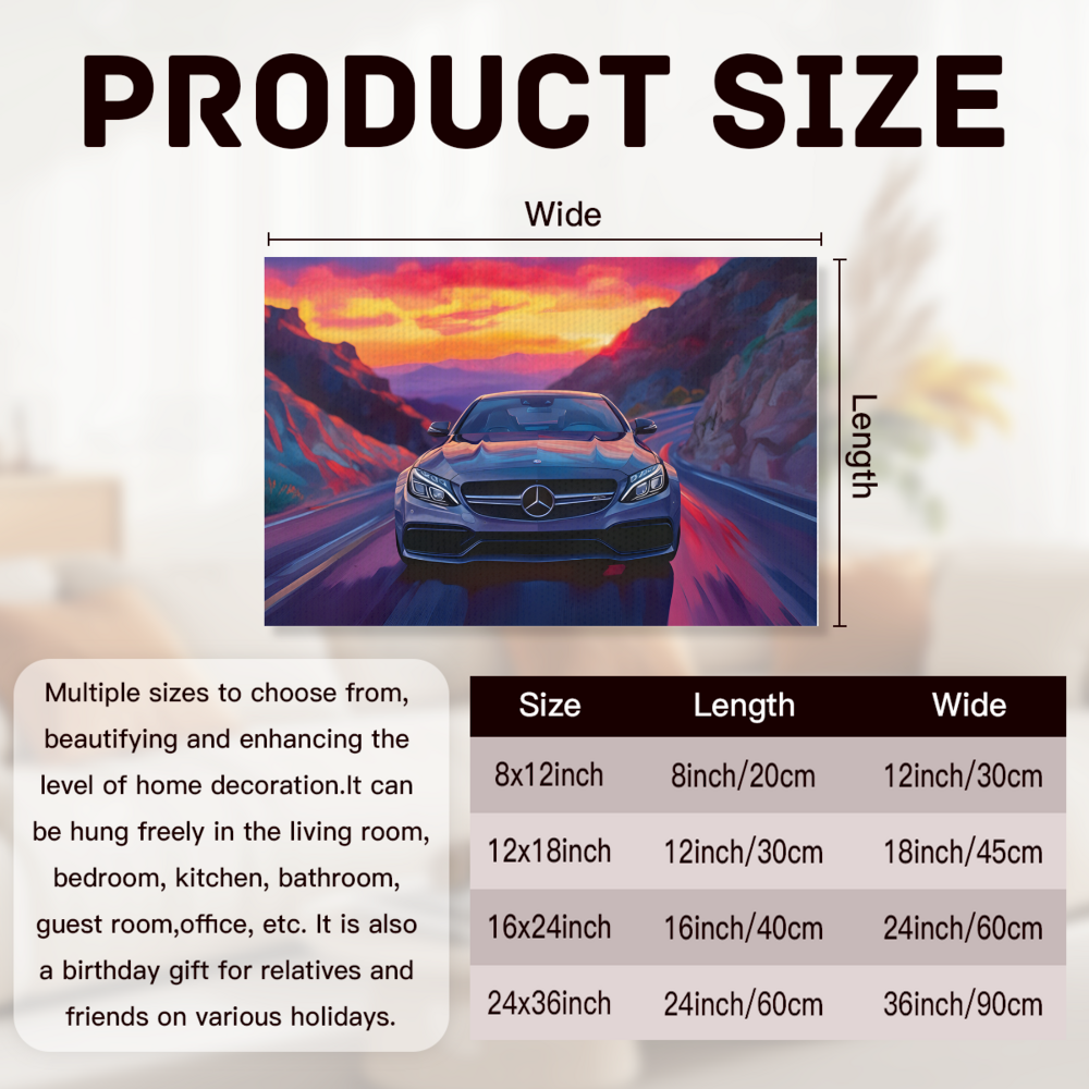 Mercedes Car  Creative Pattern,Single  Frameless Canvas Painting.