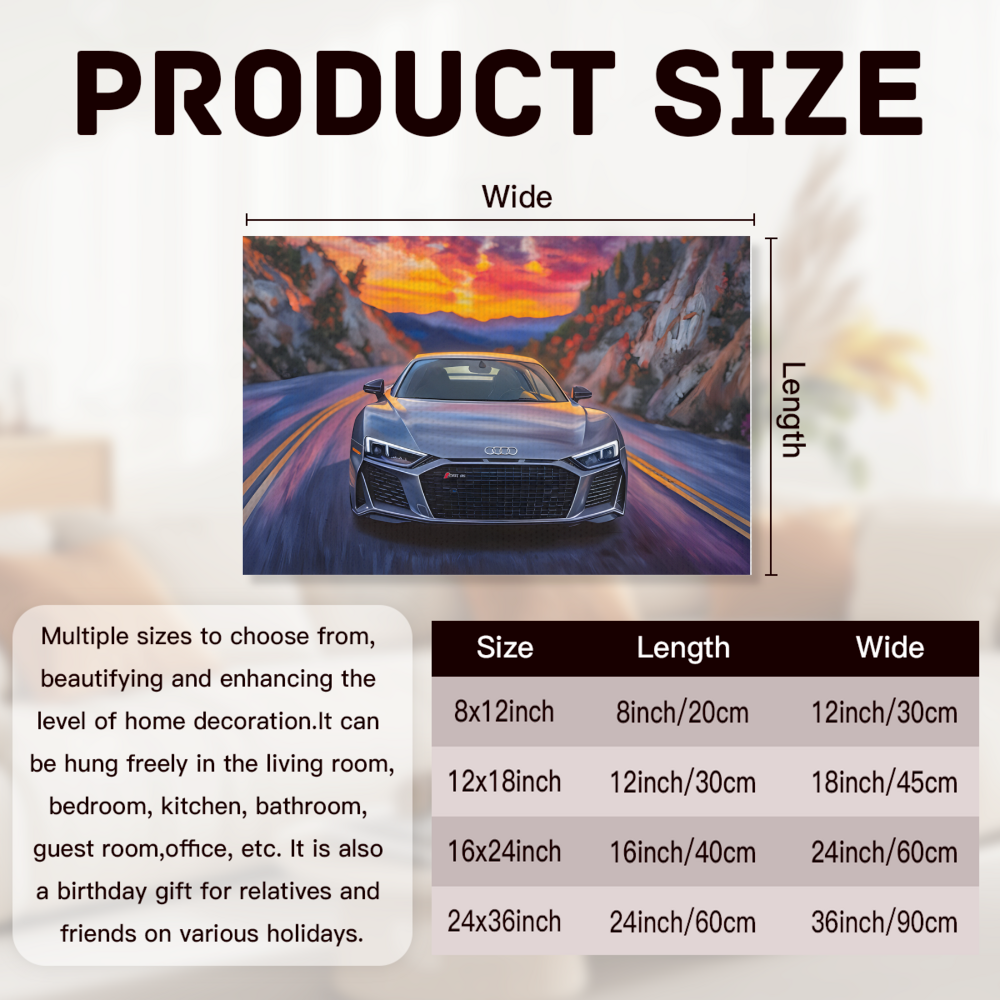 Audi Car  Creative Pattern,Single  Frameless Canvas Painting.