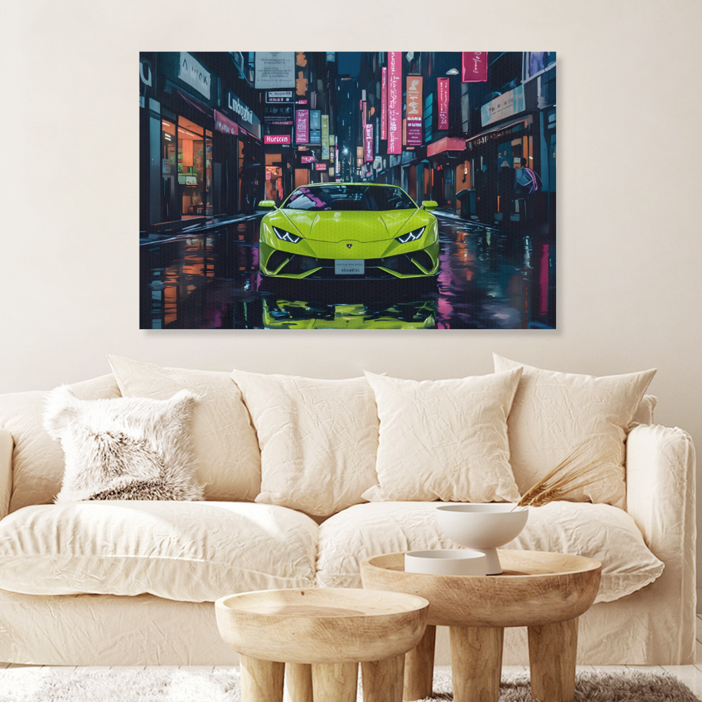 Lambo Car  Creative Pattern,Single  Frameless Canvas Painting.
