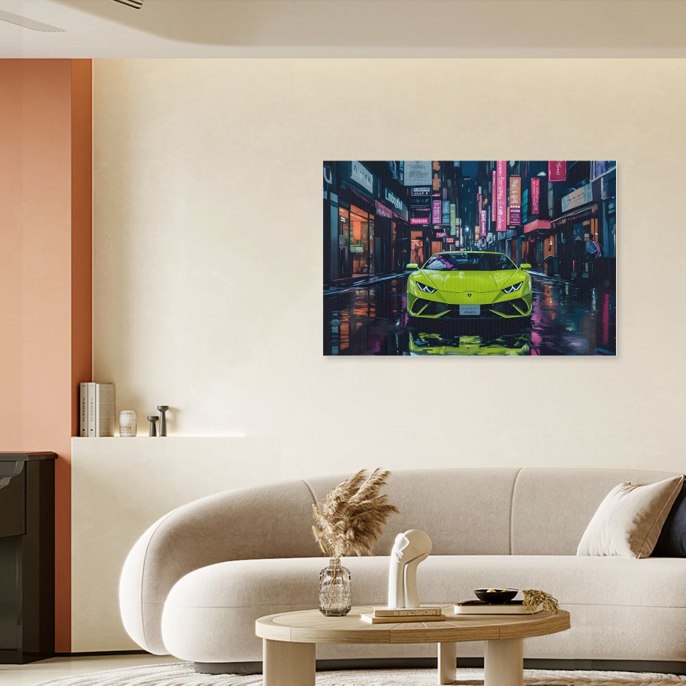 Lambo Car  Creative Pattern,Single  Frameless Canvas Painting.