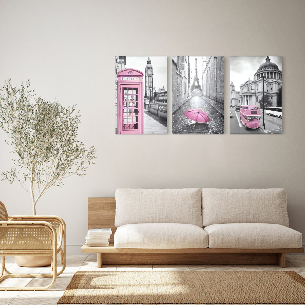Architectural Creative Pattern,Triple Frameless Canvas Painting