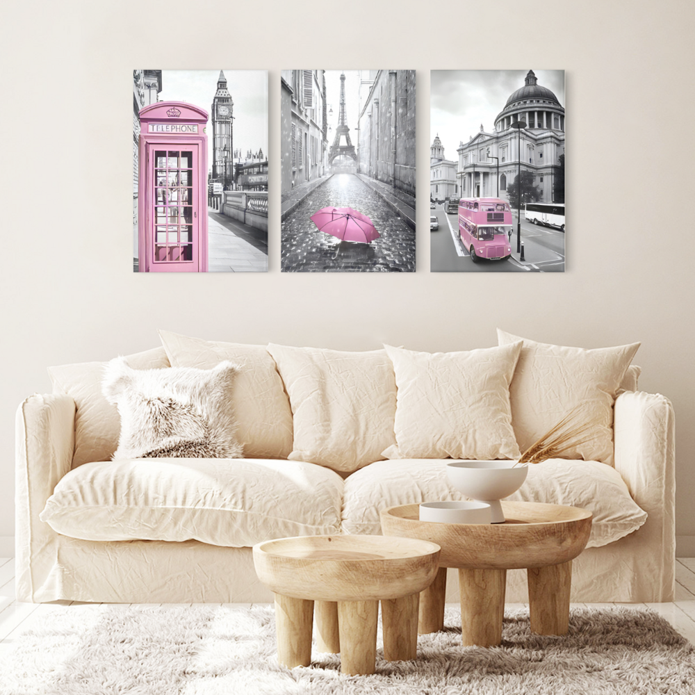 Architectural Creative Pattern,Triple Frameless Canvas Painting