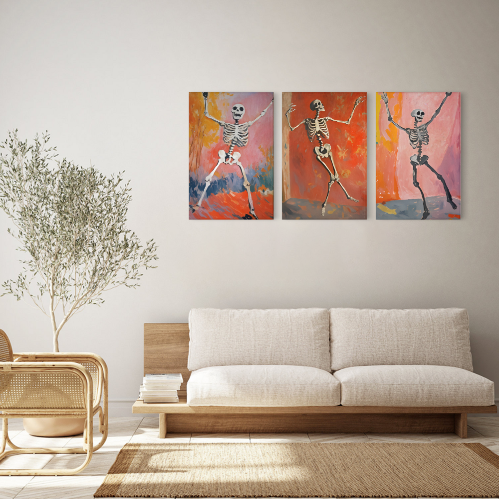 Skull Creative Pattern,Triple Frameless Canvas Painting.