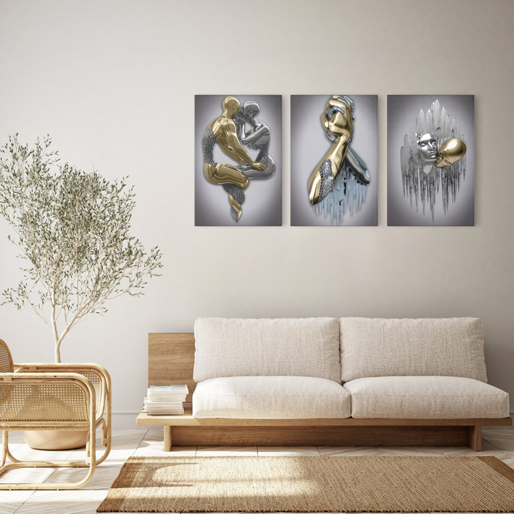 Abstract Creative Design,Triple Frameless Canvas Painting