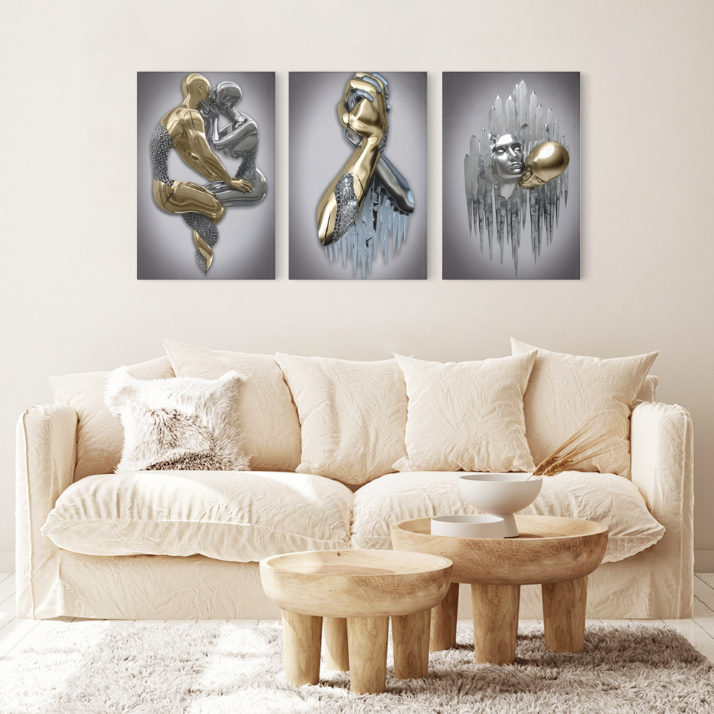 Abstract Creative Design,Triple Frameless Canvas Painting