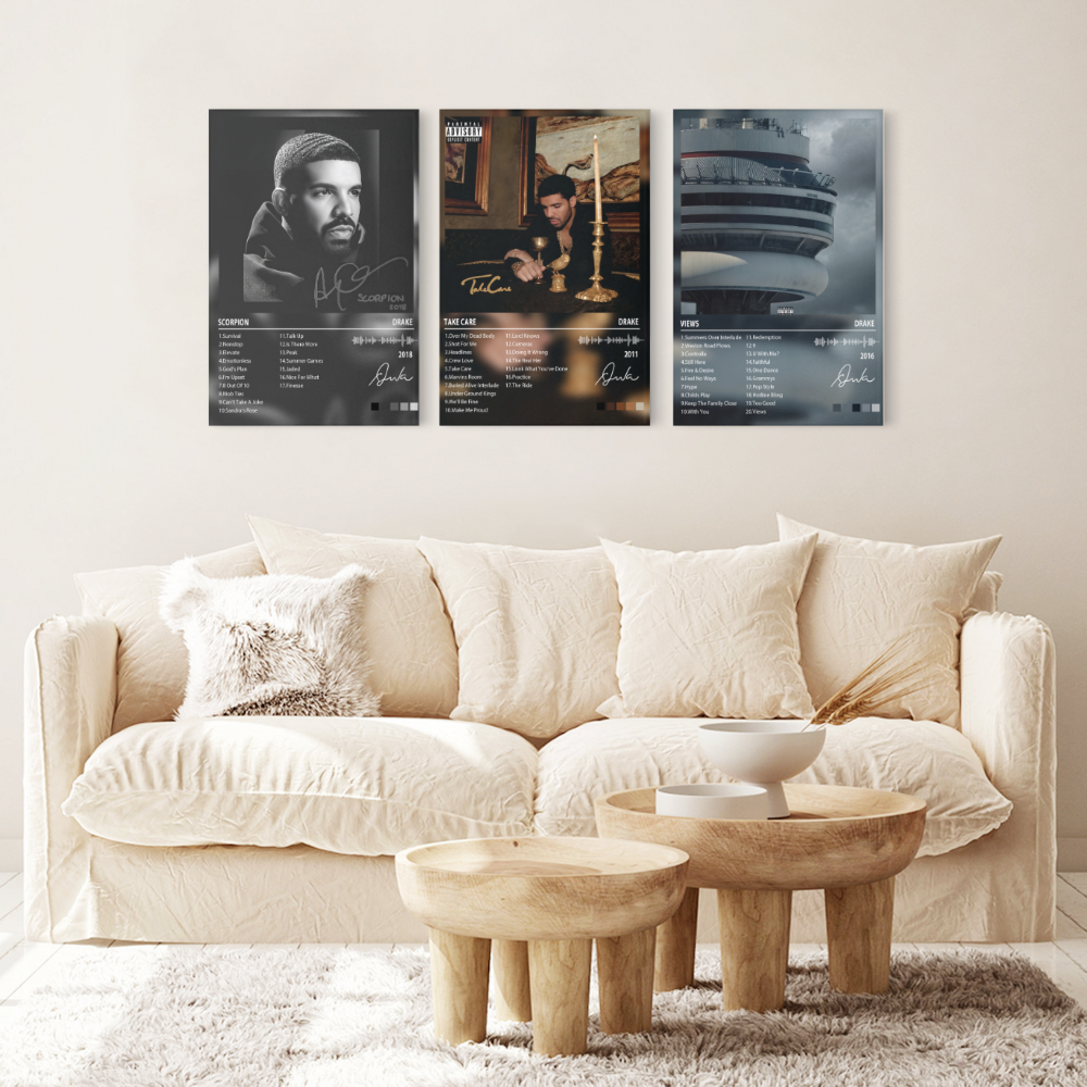 Drake Album Cover  Design,Triple Frameless Canvas Painting