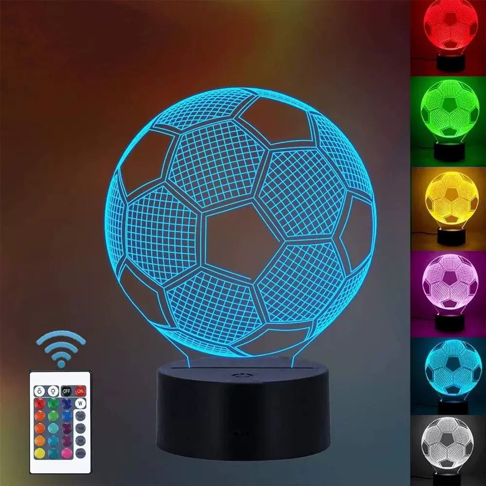 3D Football-Shaped LED Night Light USB Powered, Color-Changing Touch Control Desk Lamp
