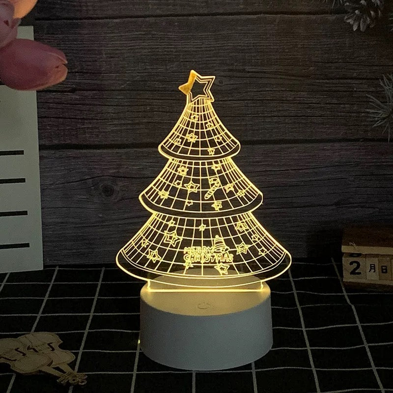 3D Bear, Deer, Guitar & Christmas Tree-Shaped LED Night Light USB Powered, Color-Changing Touch Control Desk Lamp
