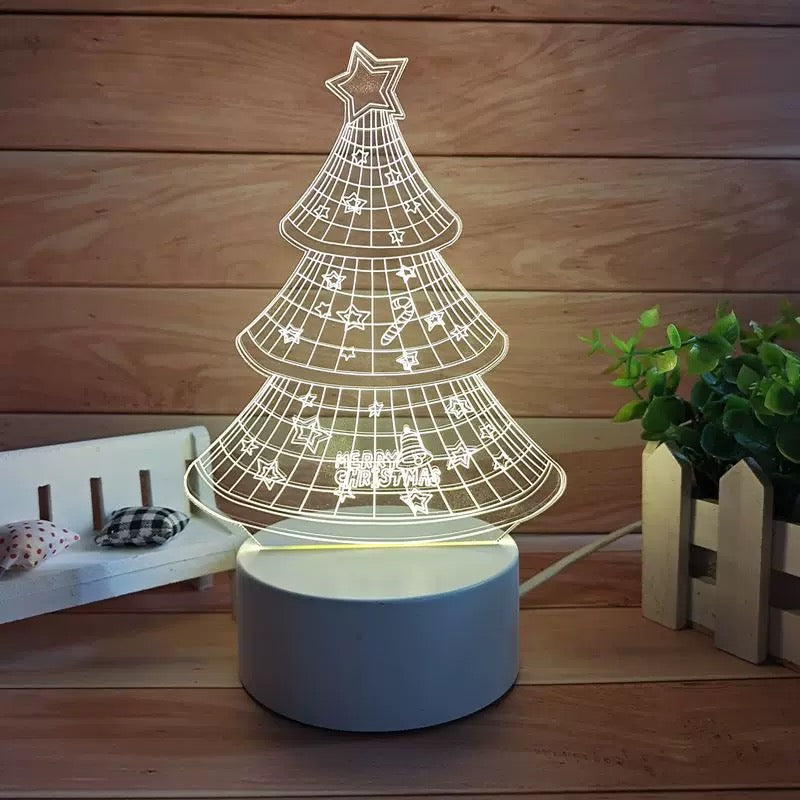 3D Bear, Deer, Guitar & Christmas Tree-Shaped LED Night Light USB Powered, Color-Changing Touch Control Desk Lamp