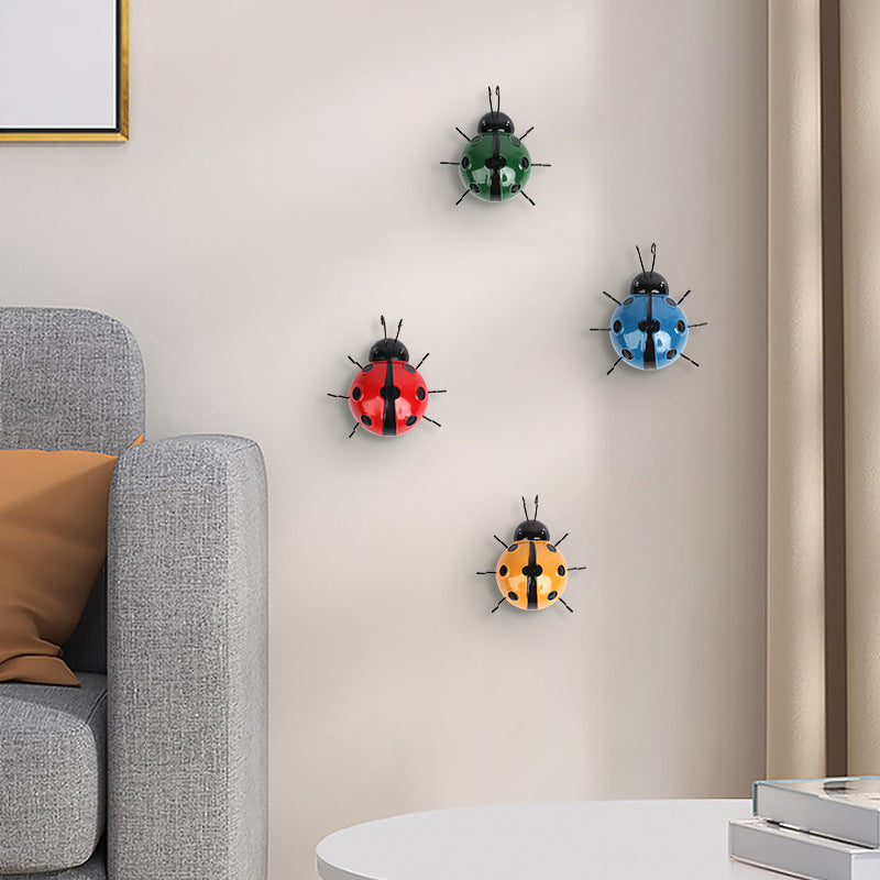 Metal Ladybug Wall Decor – Colorful Iron Garden and Home Decoration Art Craft