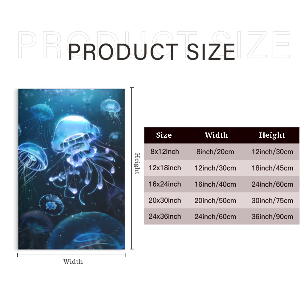 Glowing Jellyfish Creative Design,Triple Frameless Canvas Painting.