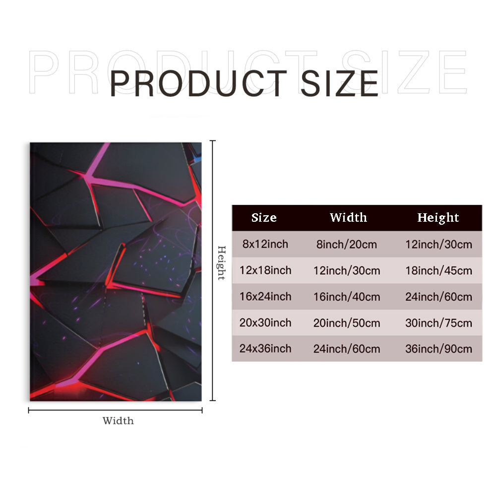 Blocky Technology Style,Triple Frameless Canvas Painting