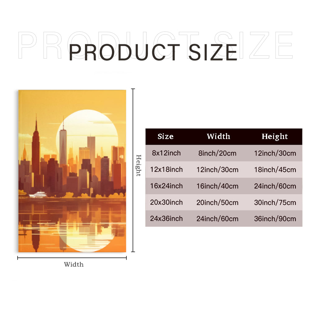 Sunset City,Triple Frameless Canvas Painting.