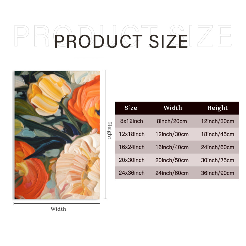 Oil Painting Style Colorful Flowers,Triple Frameless Canvas Painting.