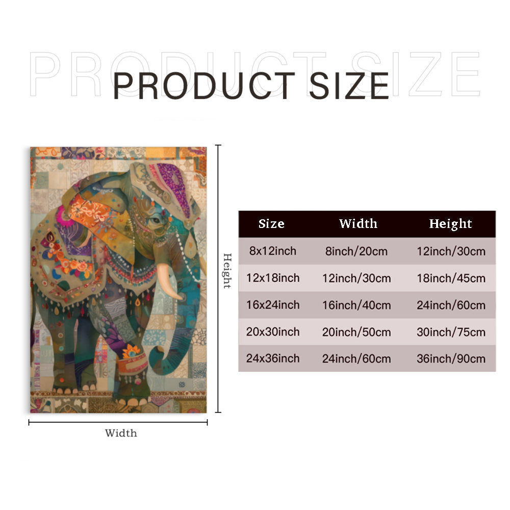 Elephant Creative Pattern Design,Triple Frameless Canvas Painting.