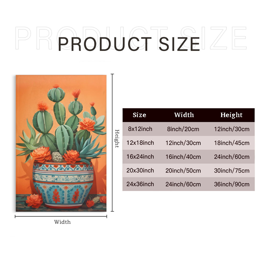 Mexican Cactus,Triple Frameless Canvas Painting.