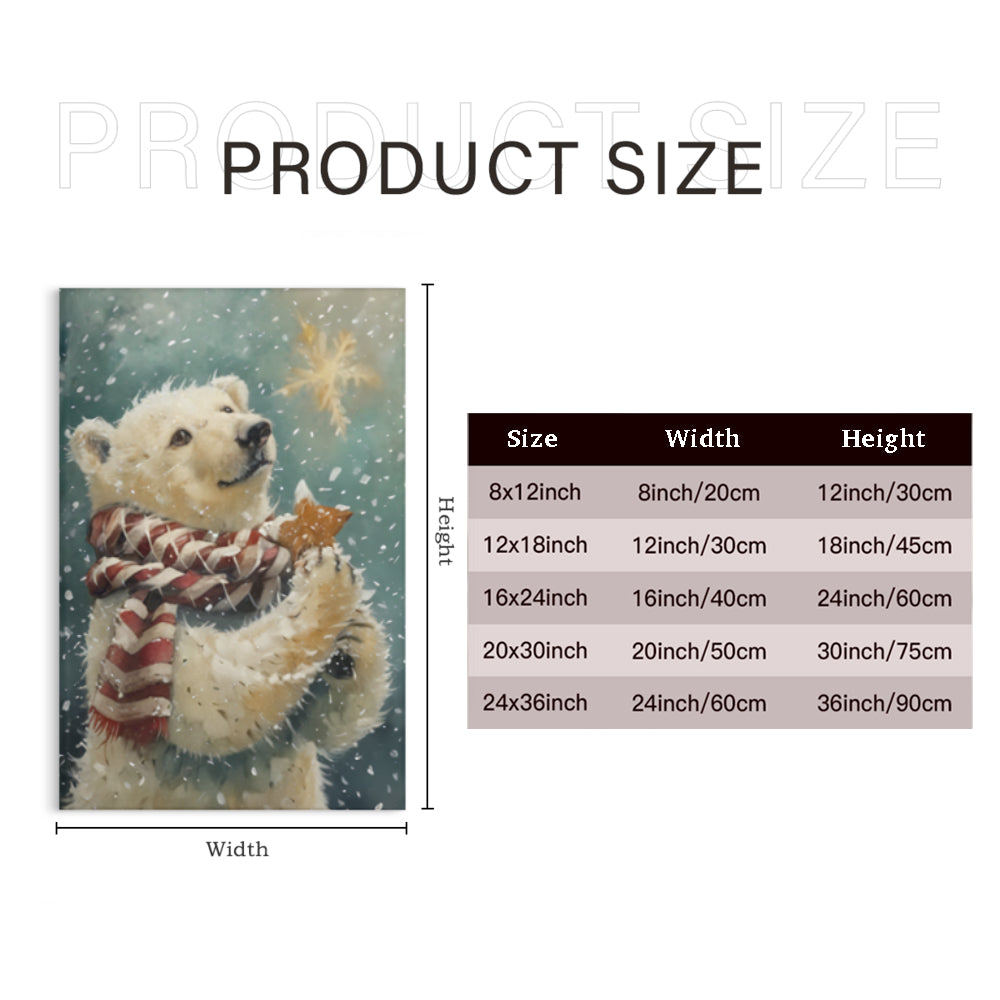 Winter Snow Scene Cute Animals,Triple Frameless Canvas Painting.