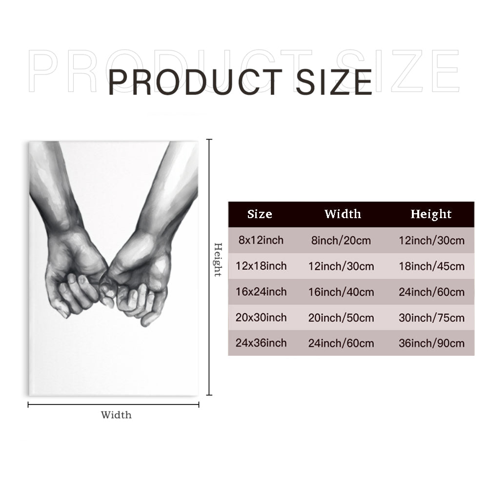 Couple Holding Hands Creative Pattern,Triple Frameless Canvas Painting