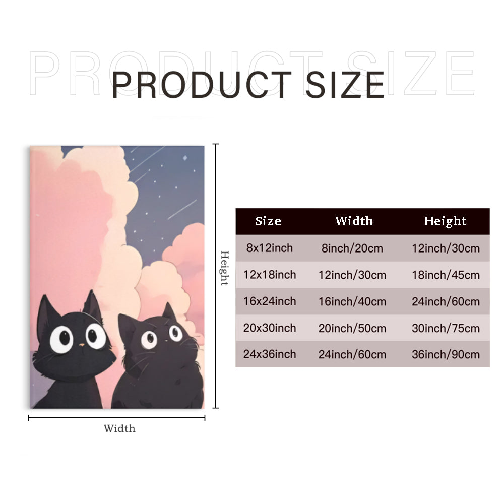 Creative Kitten In The Clouds,Triple Frameless Canvas Painting.