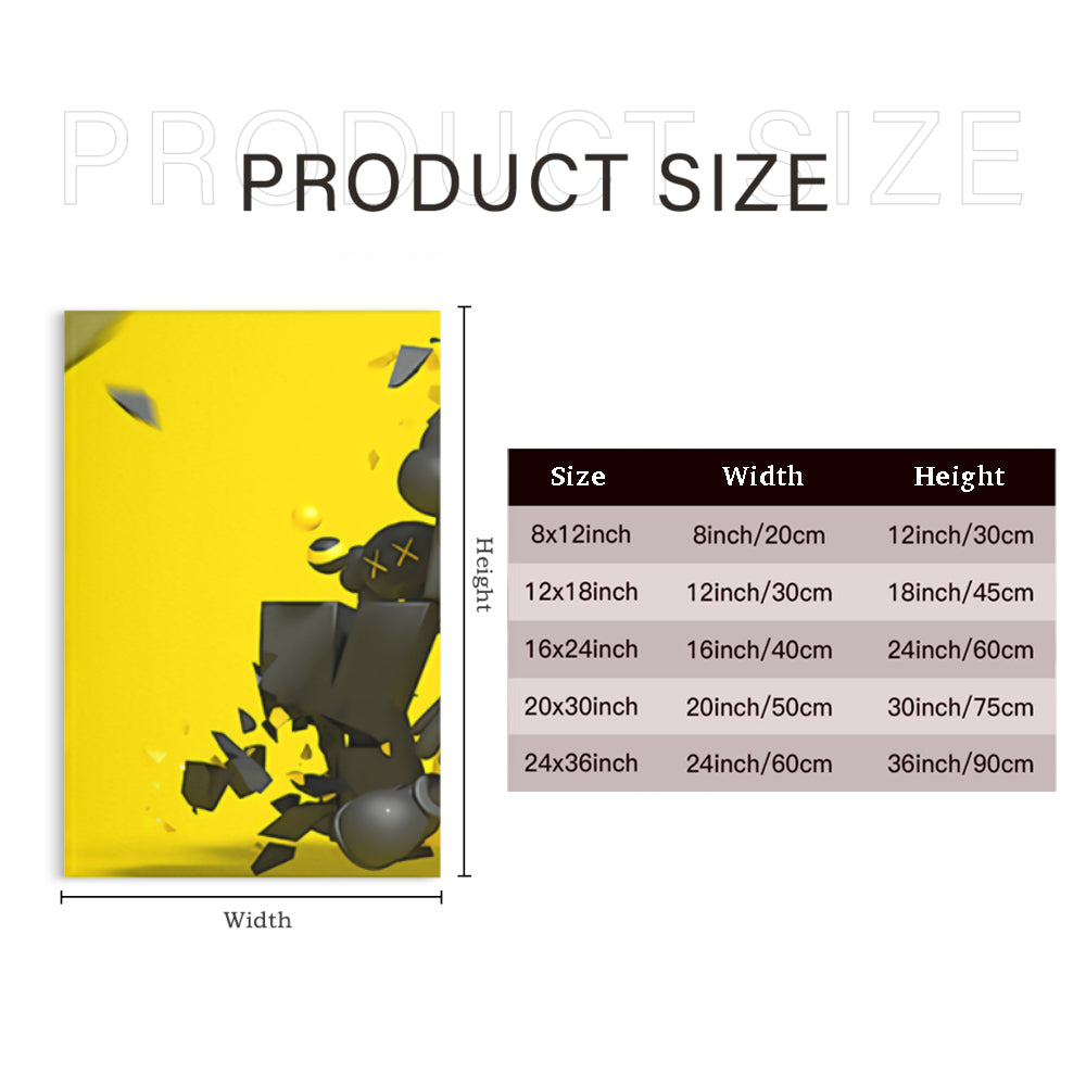 Yellow Jumping Bear,Triple Frameless Canvas Painting.