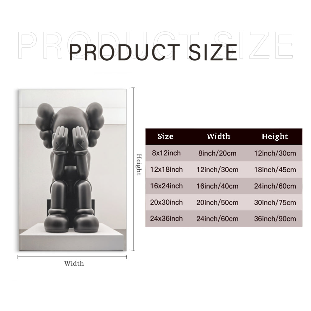 Cute Bear Covering Face,Triple Frameless Canvas Painting.