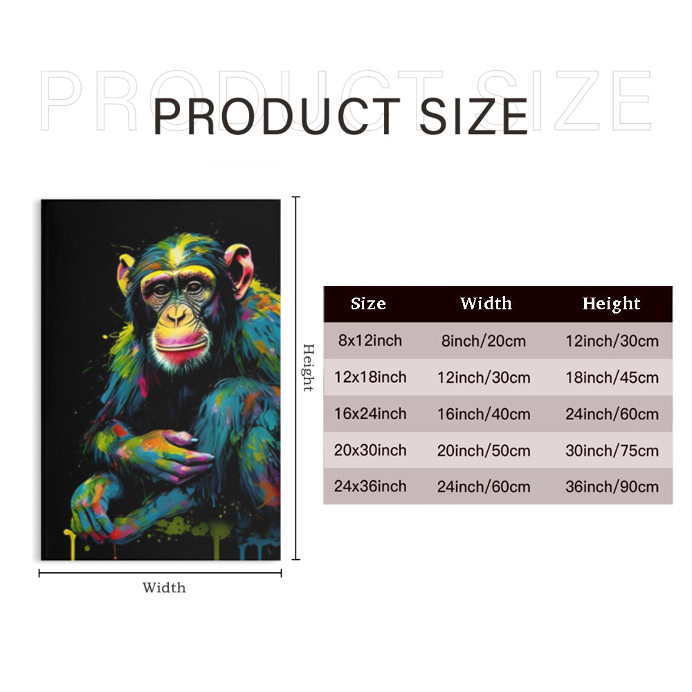 Colorful Monkey Creative Design,Triple Frameless Canvas Painting.
