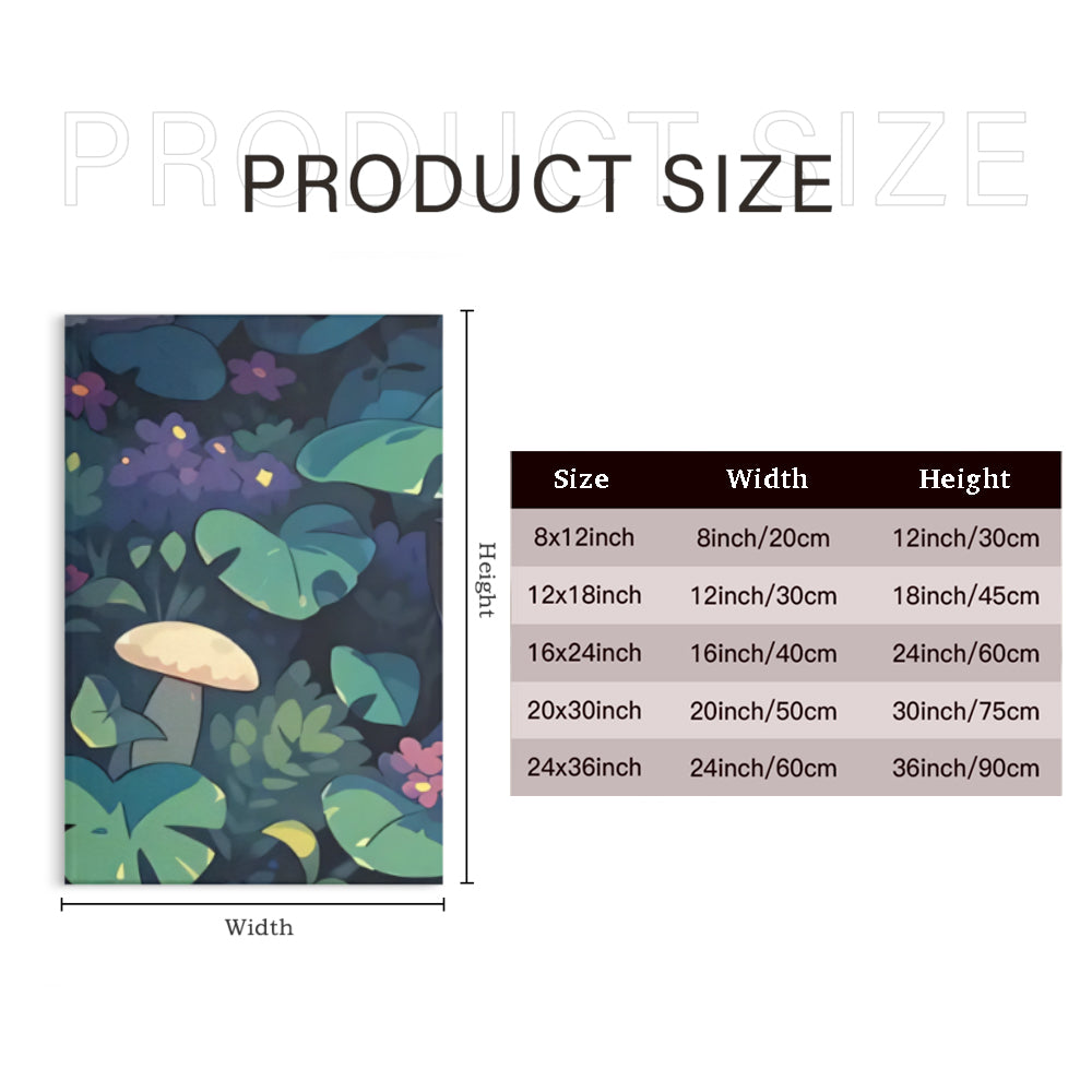 Jungle Illustration Kitten,Triple Frameless Canvas Painting.