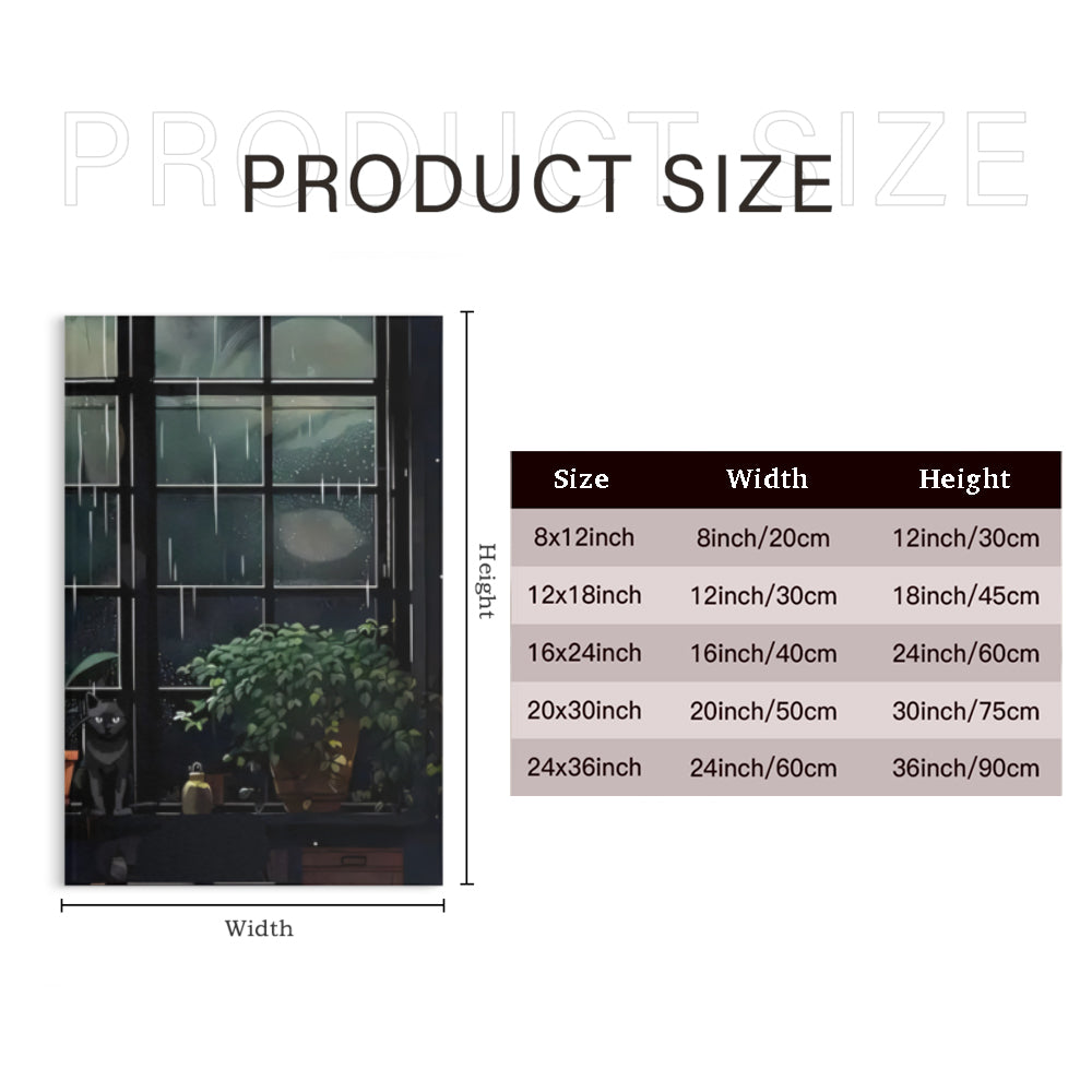 Indoor Green Plant Illustration,Triple Frameless Canvas Painting.