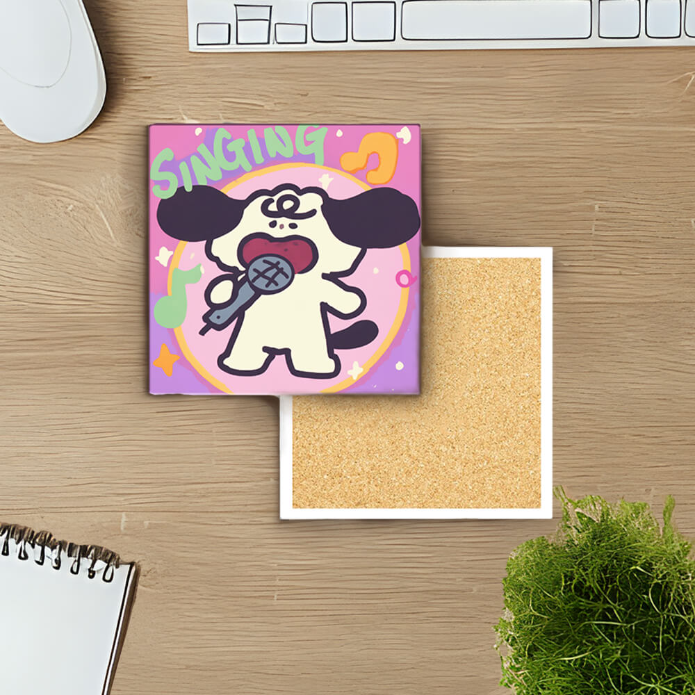 Cartoon Cute Puppy, Square Ceramic Coaster (Combination Pack)