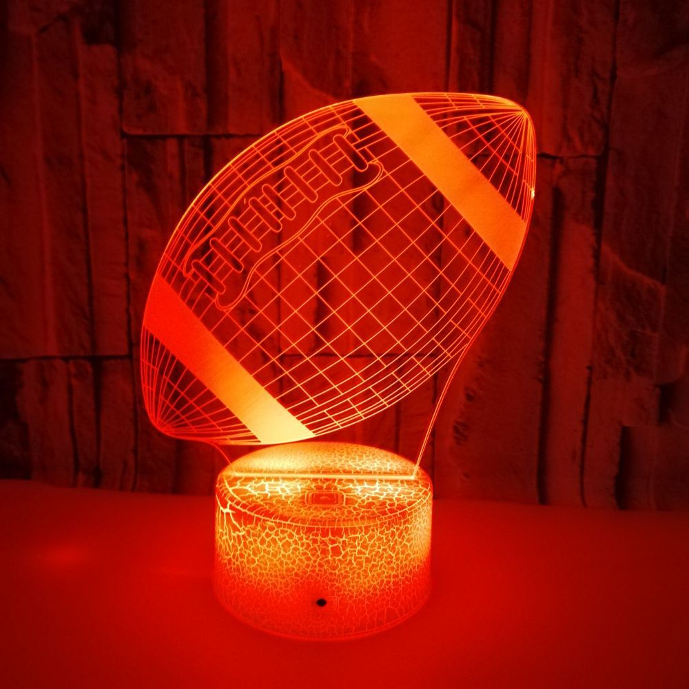 3D Rugby-Shaped LED Night Light USB Powered, Color-Changing Touch Control Desk Lamp