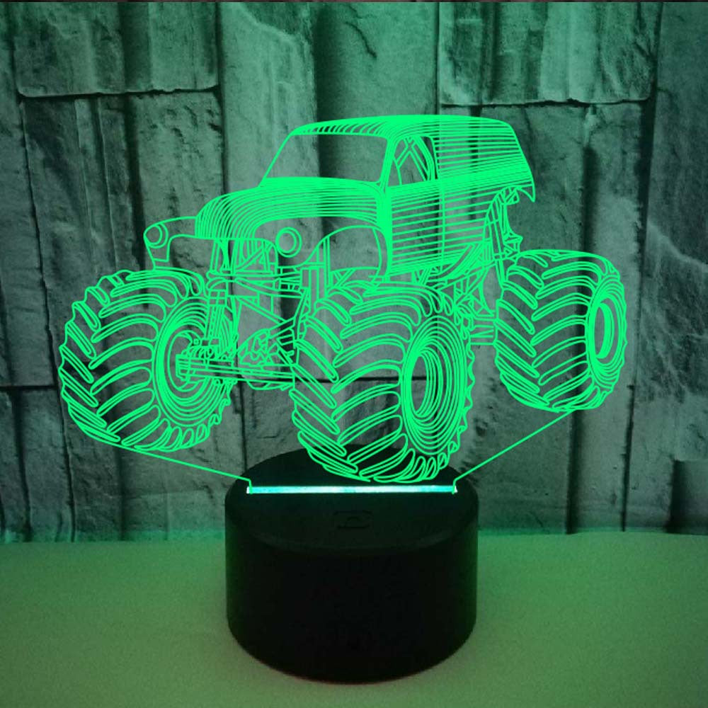 3D Tractor-Shaped LED Night Light USB Powered, Color-Changing Touch Control Desk Lamp