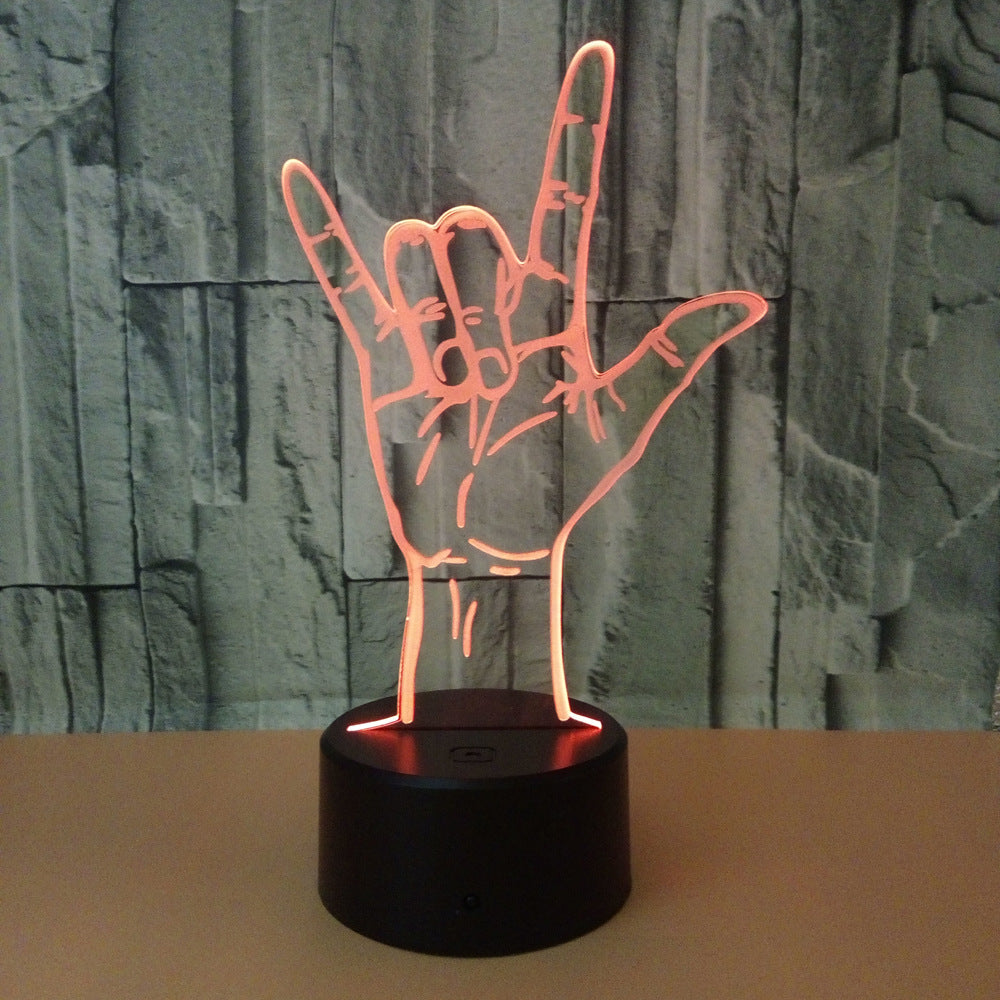 Love Gesture 3D LED Night Light USB Powered, Color-Changing Touch Control Desk Lamp