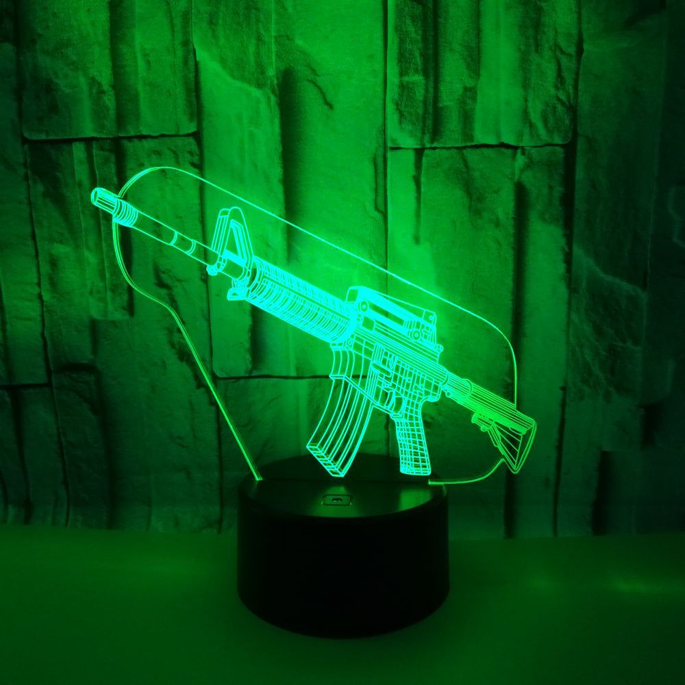 3D Gun-Shaped LED Night Light USB Powered, Color-Changing Touch Control Desk Lamp