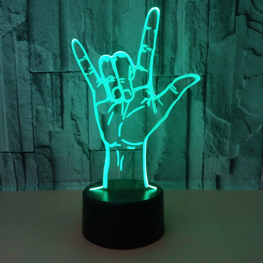 Love Gesture 3D LED Night Light USB Powered, Color-Changing Touch Control Desk Lamp