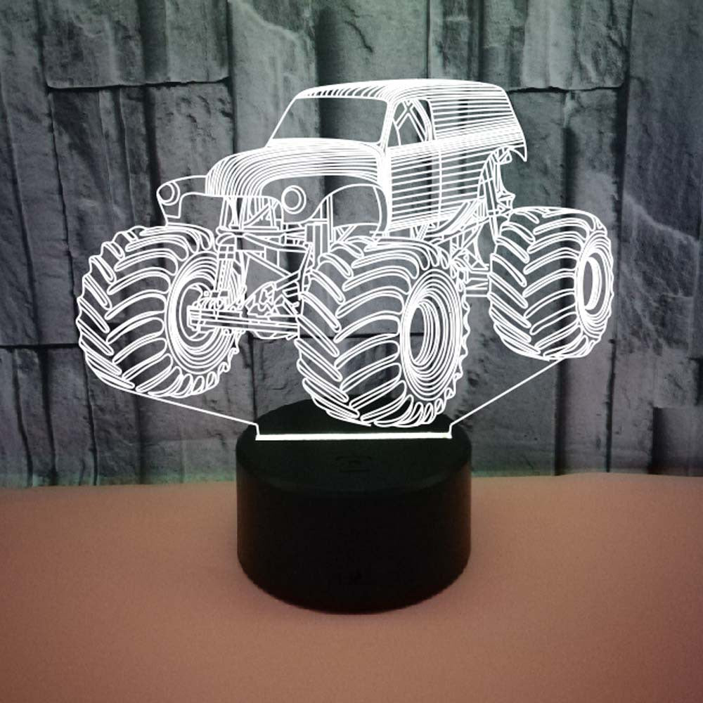 3D Tractor-Shaped LED Night Light USB Powered, Color-Changing Touch Control Desk Lamp