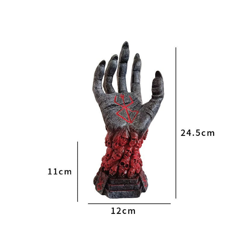 Red Cyberpunk Mechanical Hand Design Resin Ornament Game Controller Holder