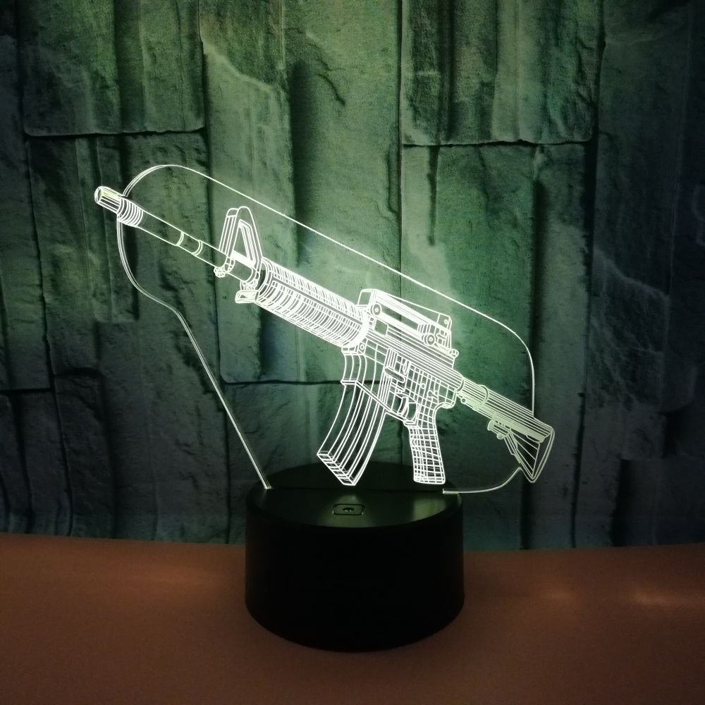 3D Gun-Shaped LED Night Light USB Powered, Color-Changing Touch Control Desk Lamp