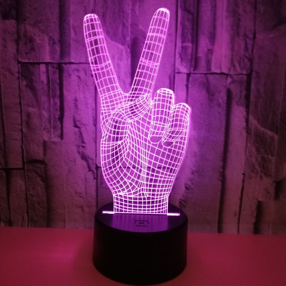 Victory Gesture-Shaped LED Night Light USB Powered, Color-Changing Touch Control Desk Lamp