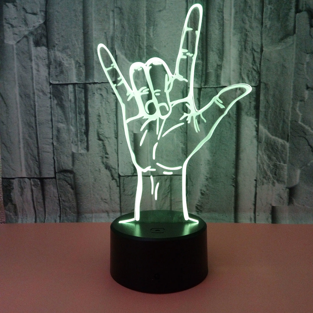 Love Gesture 3D LED Night Light USB Powered, Color-Changing Touch Control Desk Lamp